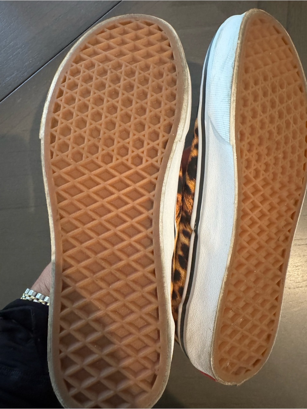 Vans Women’s Slip-On Sneakers in Leopard Print White and Black - Picture 8 of 9